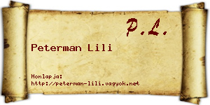 Peterman Lili névjegykártya